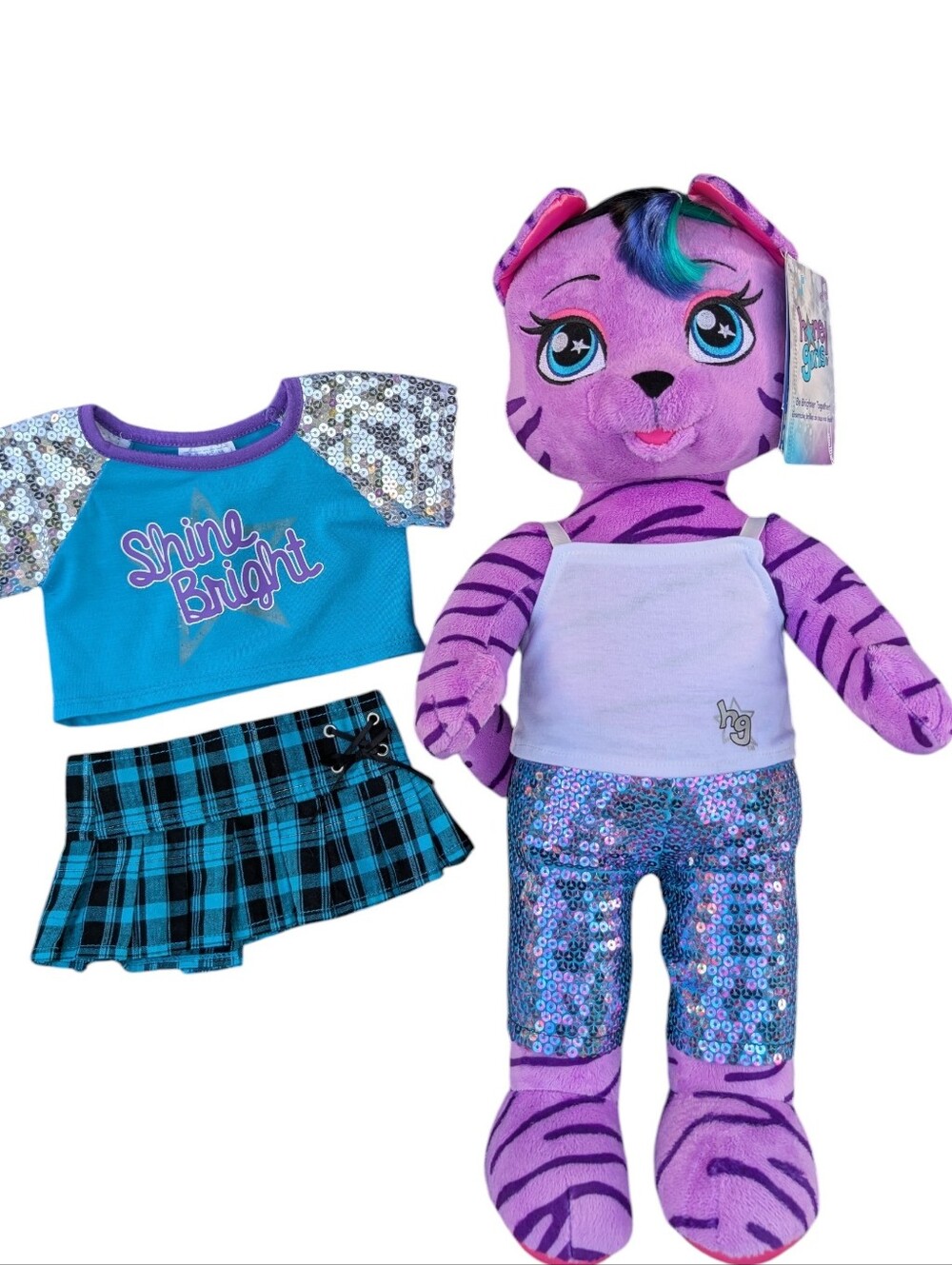 Build-A-Bear HONEY GIRLS Teegan - NWT & Shine Bright Outfit